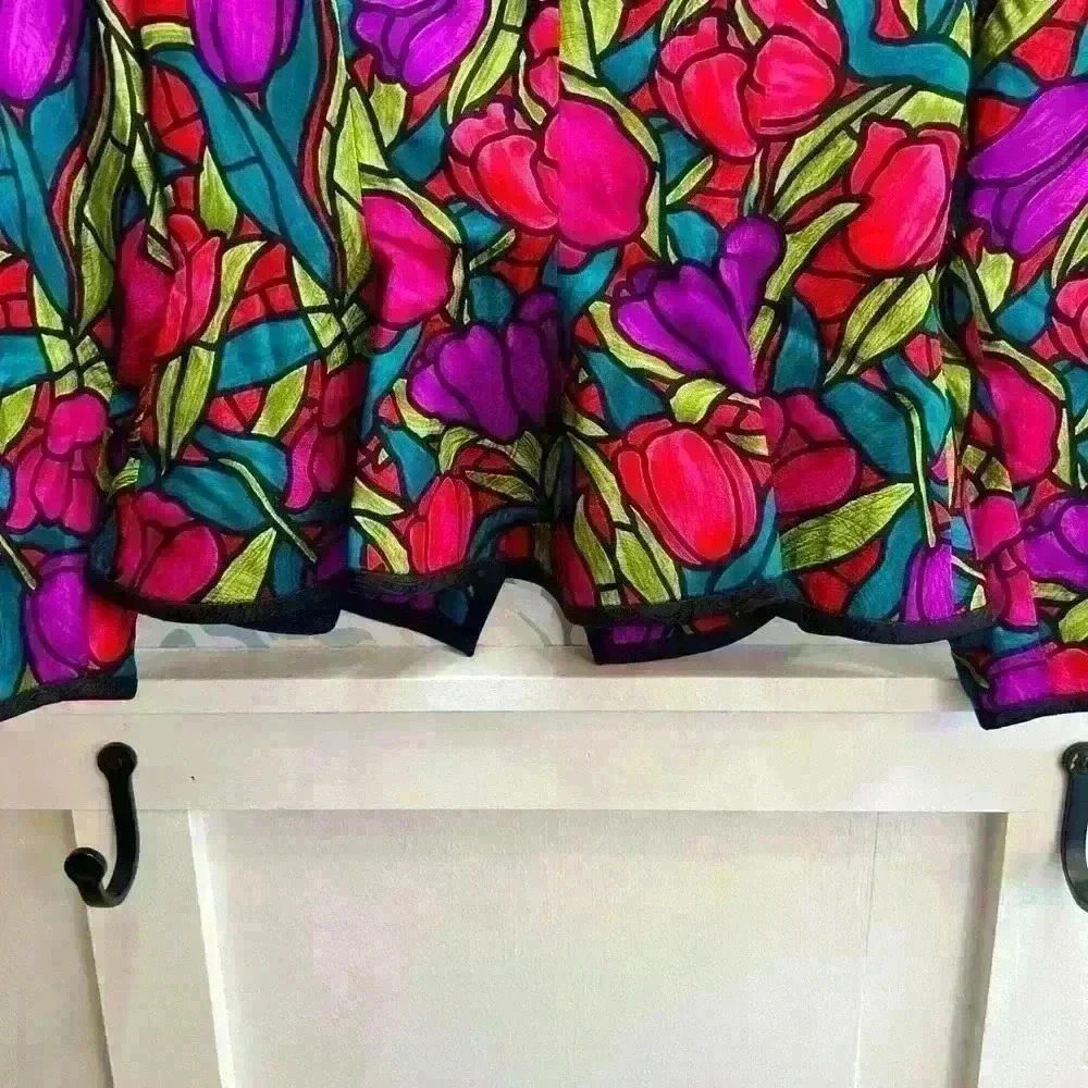 100% Silk Vintage Bright Floral Peplum Blazer Jacket, Size 4 - Picture 6 of 6
